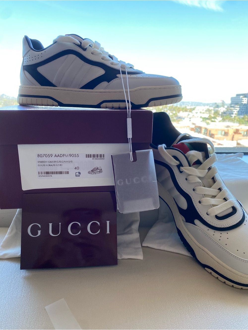 NIB NEW Gucci womens reweb re-web  Leather Low-Top Sneakers 10 40